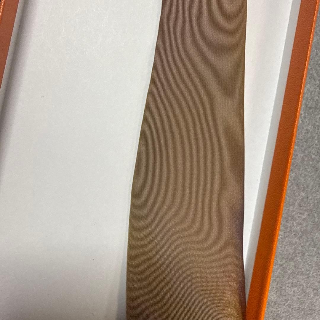 HERMES Tie Solid Brown 9cm Width 155cm Length 100… - image 10