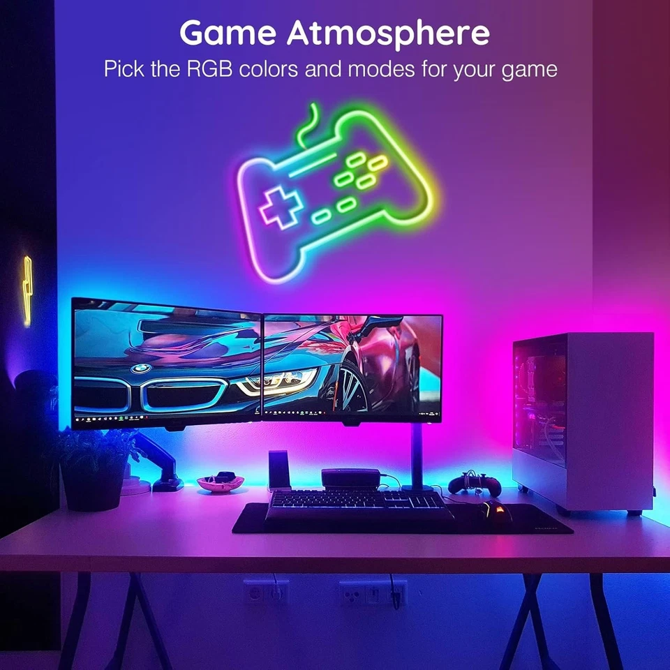 32.8Ft RGB Neon Rope Lights Flexible LED Strip for Indoor /Outdoor with App/ Rem - Image 4 of 4