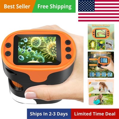 1000X Handheld Microscope for Kids 4K 2.0'' Screen Rechargeable Mini Pocket Di...