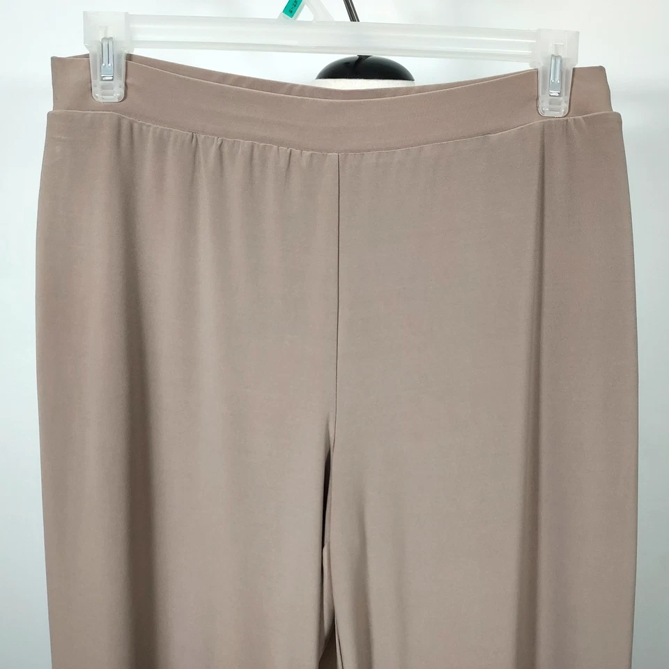 Pantalones Susan Graver Beige Tejido Líquido Elastizados Pierna Recta Pull On Mujer Medianos Foto 4 de 4