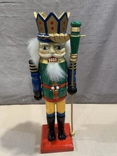 Vintage Wooden Nutcracker Christmas King Holiday Decor Hand Crafted