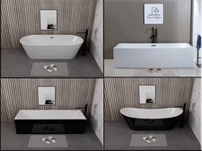 Freestanding Double Ended Bath Luxury Acrylic Bathtub & Waste White 1600 -1700mm