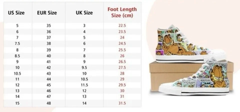 Garfield Zapatos de caña alta Lazy Garfield and Friends Unisex Zapatillas altas EU 39 Foto 4 de 4