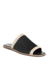 VINCE. Womens Black Padmore Round Toe Slip On Leather Slide Sandals Shoes 6 M