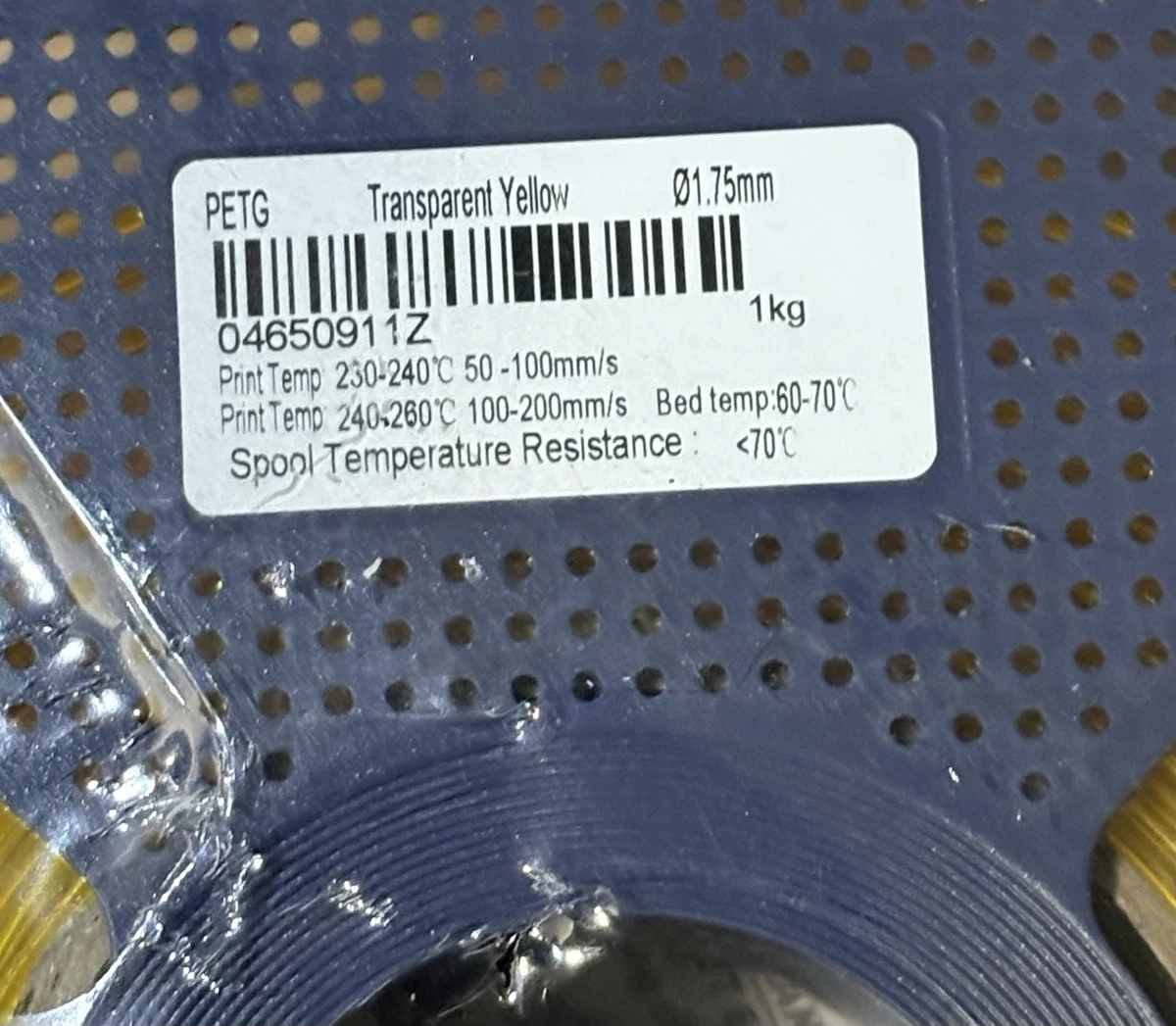 Filament 3D Printer 04650911Z Transparent Yellow 1KG photo 2