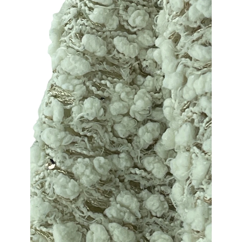Manta Tejida Marfil Boucle Textura Neutra Tejida Acogedora Elegante 45x45 Bling Foto 4 de 4