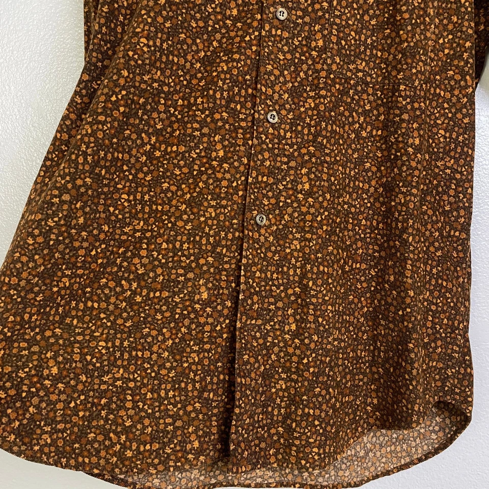 Спортивная рубашка Ermenegildo Zegna мужская M коричневая вельветовая с цветочным узором с длинным рукавом на пуговицах - Изображение 3 из 4