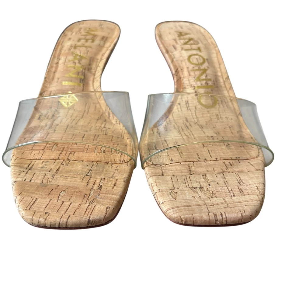 Sandalias Antonio Melani Barbee Vinilo Punta Cuadrada Gatito Slide Talla 8 Foto 3 de 4