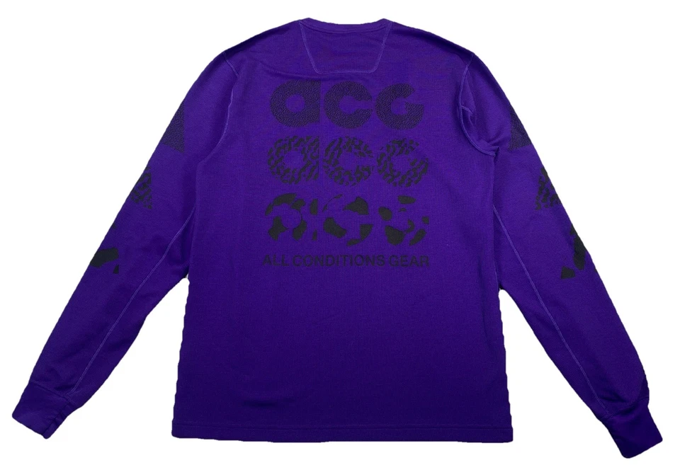 Camisa térmica vintage Nike ACG manga larga mezcla de lana púrpura para hombre pequeña Foto 2 de 4