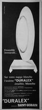 ADVERTISING DURALEX ST GOBAIN IMMACULATE SET DURALEX ENAMELLED PLATE