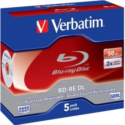 5 Verbatim Rohlinge Blu-ray BD-RE Dual Layer 50GB 2x Jewelcase
