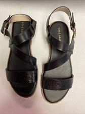 NEW - COLE HAAN Findra Strppy Sandal Black Leather Size 6 B With Box - W12459