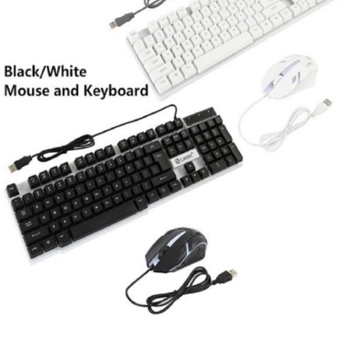 USB Keyboard and Mouse Set Wired Game Keyboard Mouse Kits Black / White - Picture 6 of 8