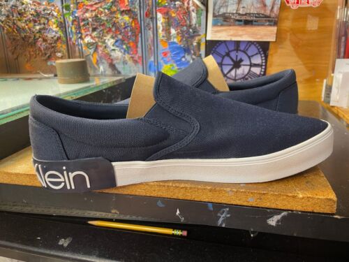 Calvin Klein RYOR Zapatillas Sin Cordones Azul Oscuro Lona Informales Talla EE. UU. 12 Para hombres Nuevas - Imagen 2 de 16