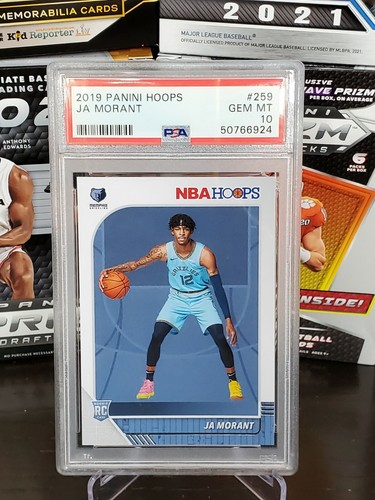 2019 PANINI NBA HOOPS JA MORANT PSA 10 GEM MINT ROOKIE CARD RC #259 - Picture 2 of 3