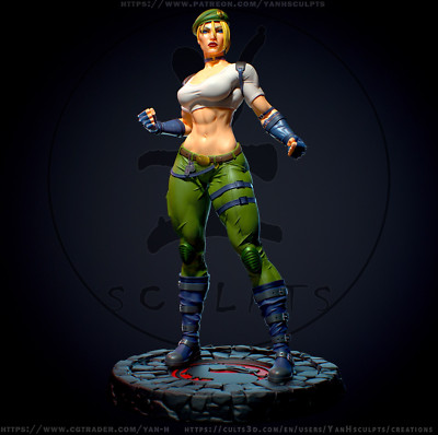 Sonya Blade, Mortal Kombat, Soldatin, sexy Pin Up, Figur, 3D Druck, UNBEMALT