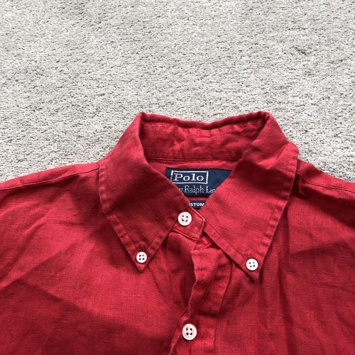 Ralph Lauren Vintage Men’s Pure Linen Short Sleeve Shirt Washed Red Size S - Picture 3 of 11