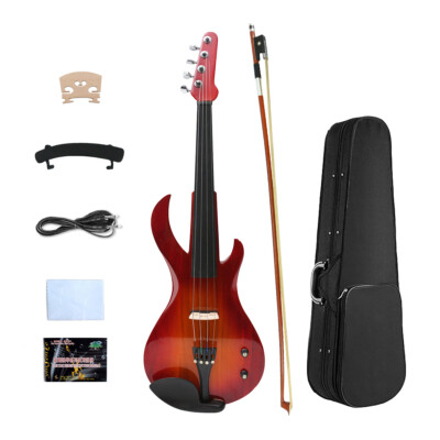 4 Strings Electric Viola 16inch Solid Wood Ebony Fittings Case Bow Guitar Shape