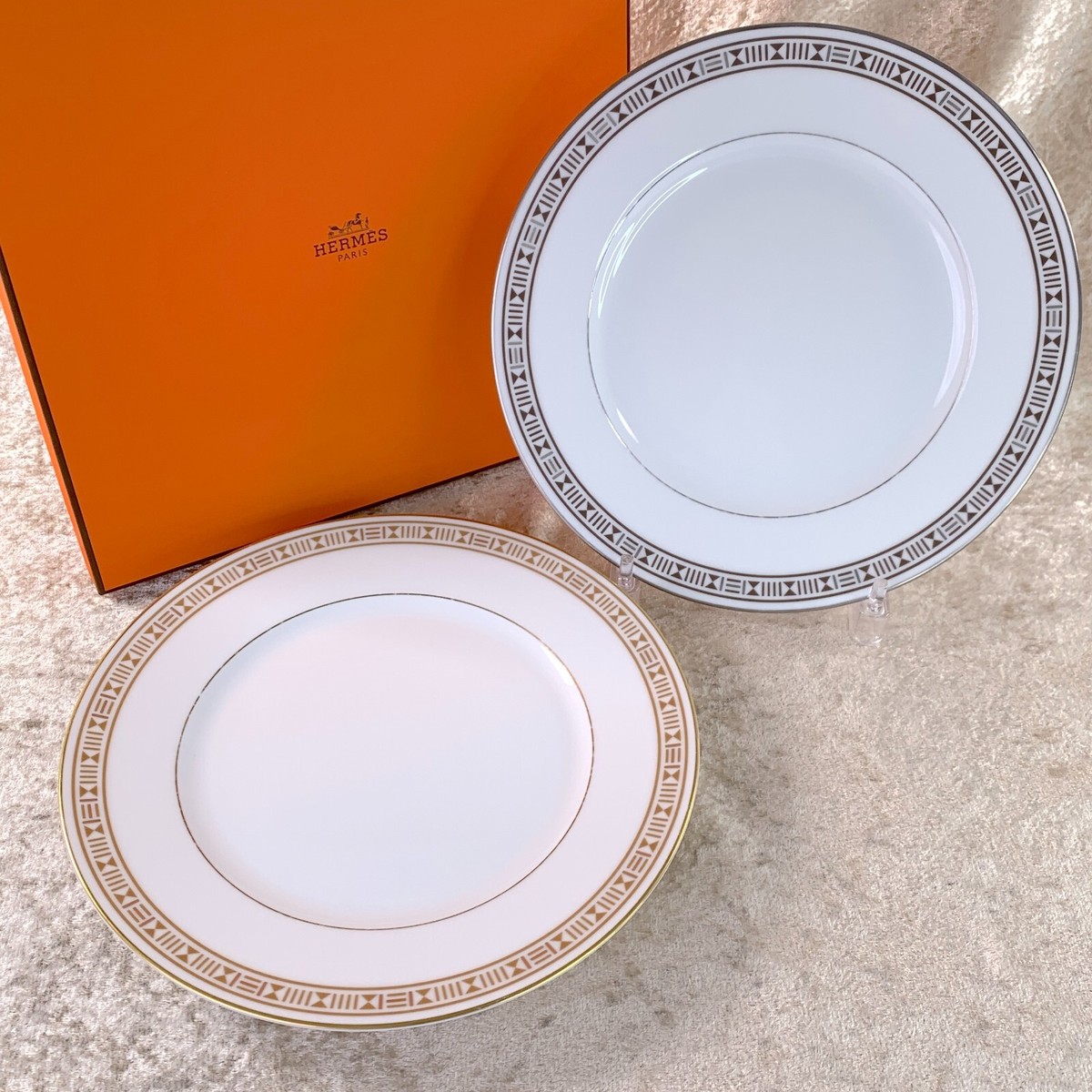 Hermes Paris Egee Lune & Soleil Dessert Plate Porcelain Tableware