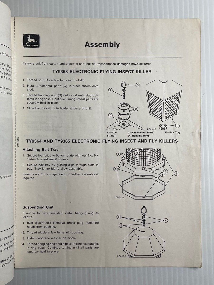 John Deere TY9364 Flying Insect Zapper - Operator's Manual (OM