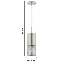 Hampton Bay Hensley 1-Light Satin Nickel Mini Pendant 204878A