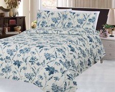 Rayon from Bamboo Bedding Printed 3 Piece Duvet Cover Set, Blue Inkwash Floral
