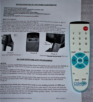 Lot 4 Clean Remote CR1 Hospital Hotel TV Remote Control | eBay