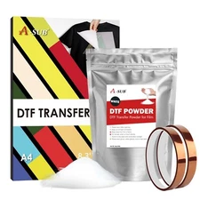 A-SUB DTF Powder Film Kit -DTF Starter Kit, A4 DTF Film + DTF White Powder 2.2lb