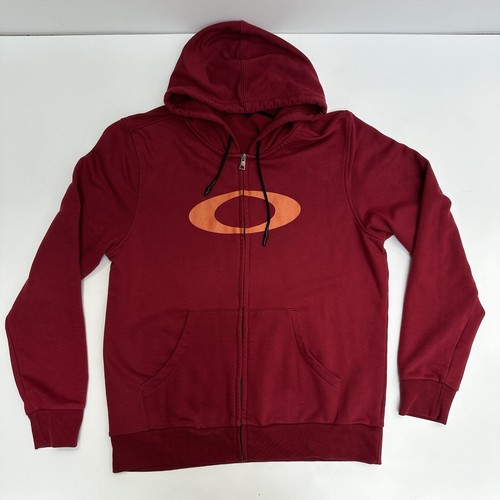 Oakley Ellipse Hoodie Sweatshirt Mens Size XL Red Orange Full Zip Activewear - Picture 9 of 9