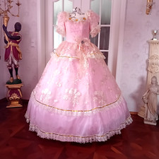 Kleid historisch Krinoline Viktorianischer Stil rosa Gr. 38
