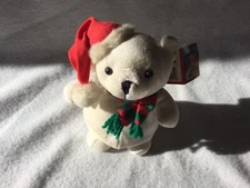 SEARS EXCLUSIVE WHITE SNOWBEAR/SCARF & SANTA HAT 6”