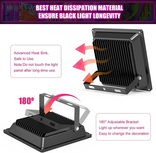 UV LED Blacklights 80W 100W 150W Party Floodlight Halloween Christmas Glow Party - Picture 8 of 18