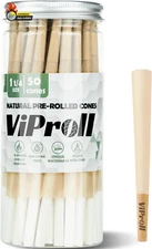 Pre Rolled Cones 1 1/4 Size 50 Pack, Natural Unbleached Cones Rolling Papers wit