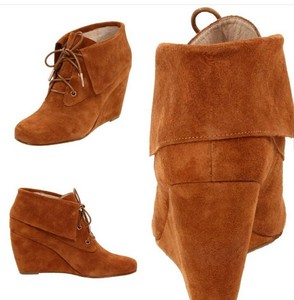 michael kors suede wedge booties