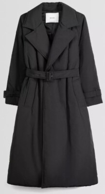 Women Winter Coat bershka Oversized Quilted Trench Coat