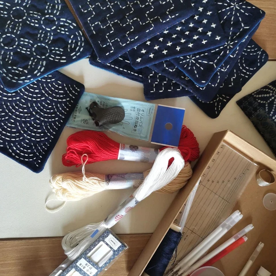 Kits de ponto Neza Studio Sashiko faça você mesmo costura lenta Sashiko conjunto inicial de luxo - Imagem 3 de 4