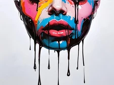 Oil dripping face HD metal art print 4 x 6 inches