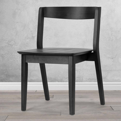 Set of 2 Black Solid Wood Dining Chairs with Curved Back NEW Elegant Design