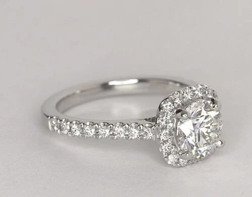 "950 Platinum Round Cut Lab Grown Diamond Engagement Ring for Women Bridal" - Image 3 of 4
