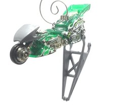 Christmas Ornament for Fright Motorcycle Green White Flames