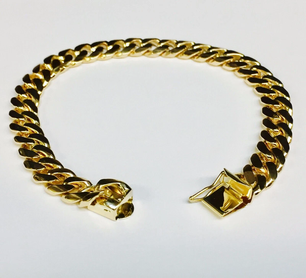 18k Gold Cuban Link Chain Bracelet Gold Curb Chain Bracelet 