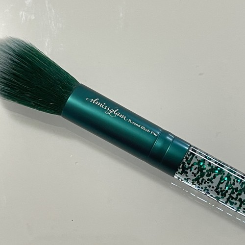 SLMissGlam New Green Teal Glitter Synthetic Pro Round Blusher Blush P40 Brush - Picture 4 of 5