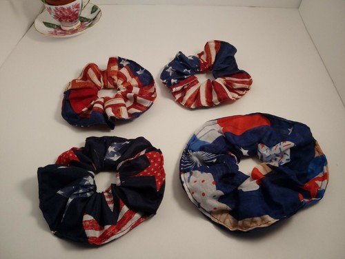 XL patriotic hair scrunchies - handmade - set of two - Picture 8 of 8