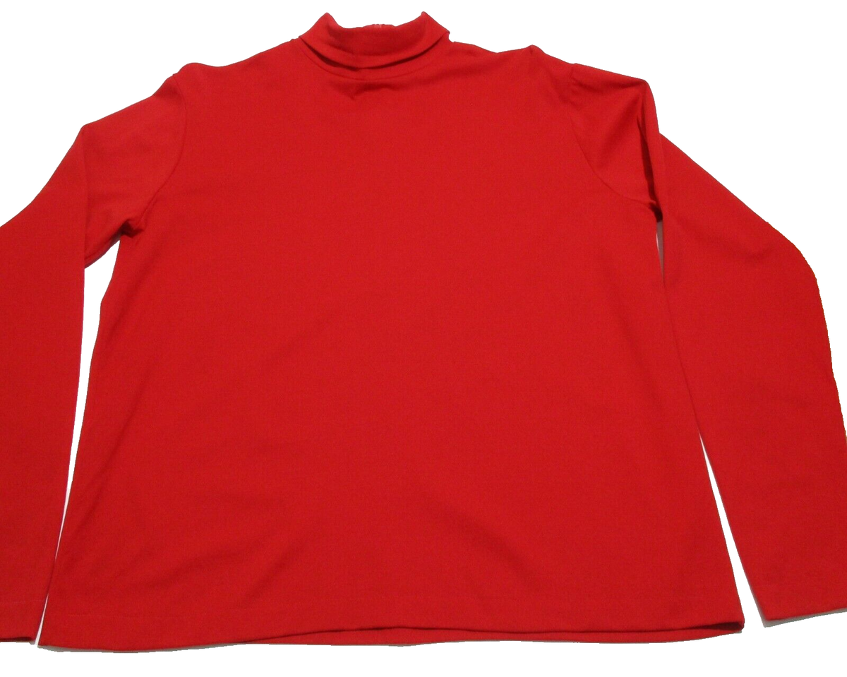 VINTAGE Jantzen Cherry Red Mock Turtleneck LS Zip Back Shirt