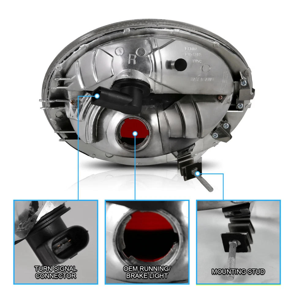 1998-2005 Fit Volkswagen VW Beetle Black Euro Rear Brake Tail Lights Pair Lamps - Image 3 of 4