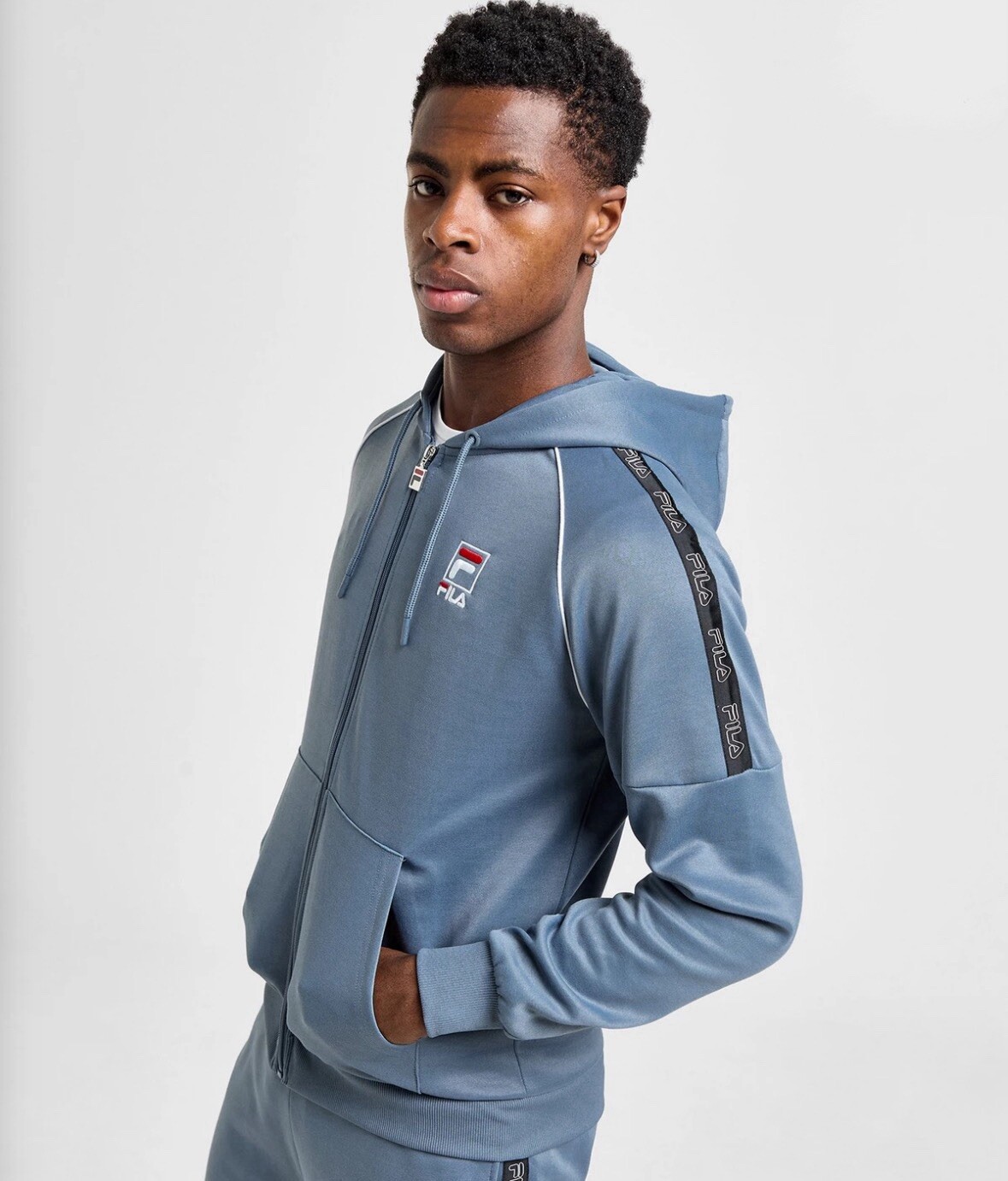 Felpa con cappuccio e zip intera FILA Deon Tape (taglia M) uomo *NUOVA CON ETICHETTE*