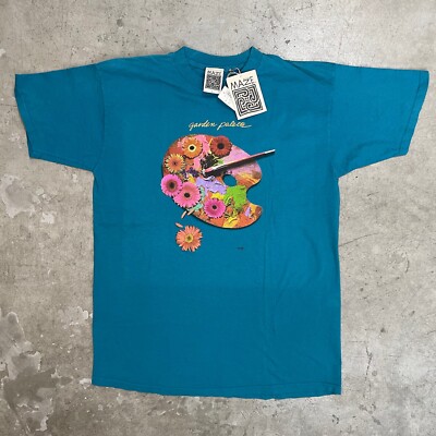 Vintage MAZE Santa Fe New Mexico T Shirt Blue Folk Art Garden Graphic Size Large