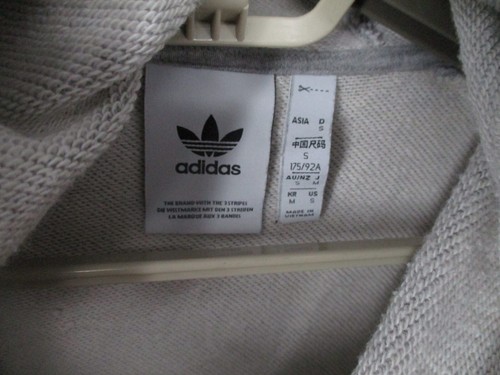Adidas Jumper Mens Small Red Grey Blue Trefoil Hoodie Originals Pocket Logo - Picture 7 of 17