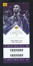 2015-2016 NBA ROCKETS @ LAKERS FULL TICKET - KOBE BRYANT FINAL SEASON - JAN 17