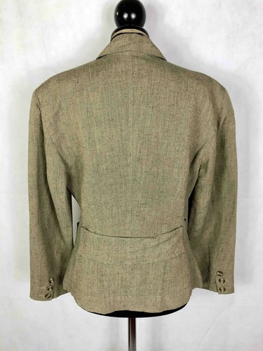 BYBLOS VINTAGE '80 Giacca Donna Lino Viscosa Sahariana Sabbia Casual Sz.M - 44 - Imagen 6 de 6